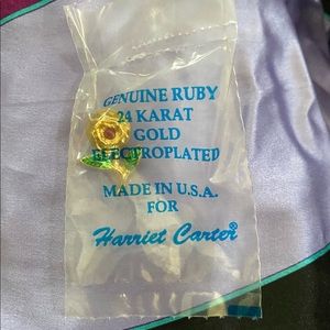 NWT Harriet Carter Gold & Ruby Rose Lapel Pin